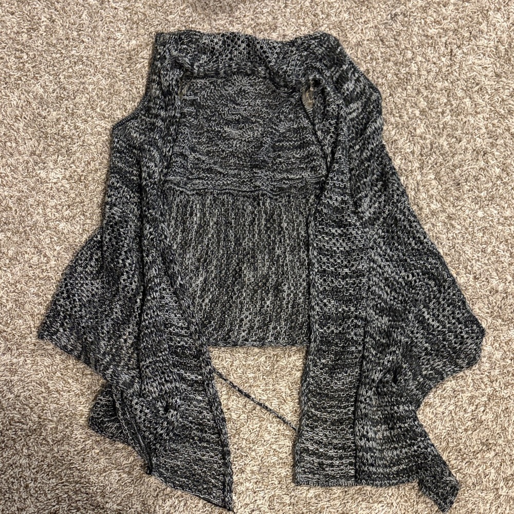 New Directions Charcoal Open-Front Sweater